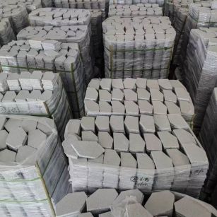 威海芝麻白石材冰裂纹，碎拼。