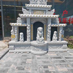 威海芝麻白中国黑石材套墓 花岗岩墓碑